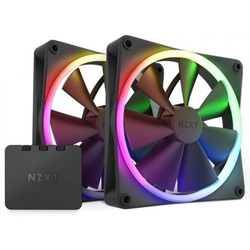 COOLING CASE FAN NZXT AER BUNDLE 2X F140RGB 140mm BLACK WITH BLACK RGB LIGHTING CONTROLLER RF-R14DF-B1