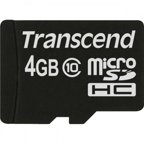 MICRO SDHC TRANSCEND 4GB CLASS 10 WITH ADAPTER TS4GUSDHC10